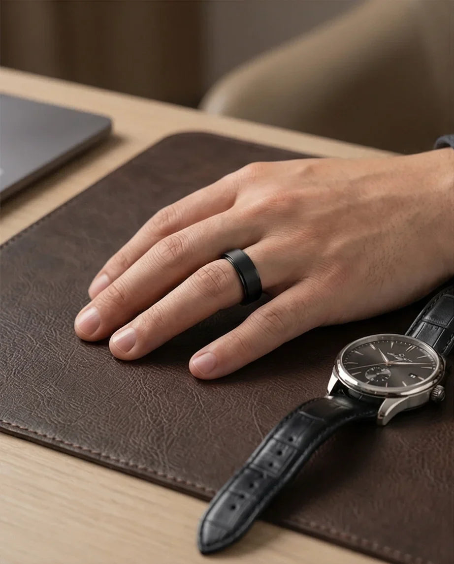 The Obsidian Tier: Stepped Matte Black Band