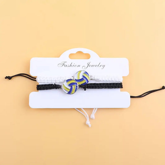Volleyball Friendship Bracelets – Black & White Adjustable Pair