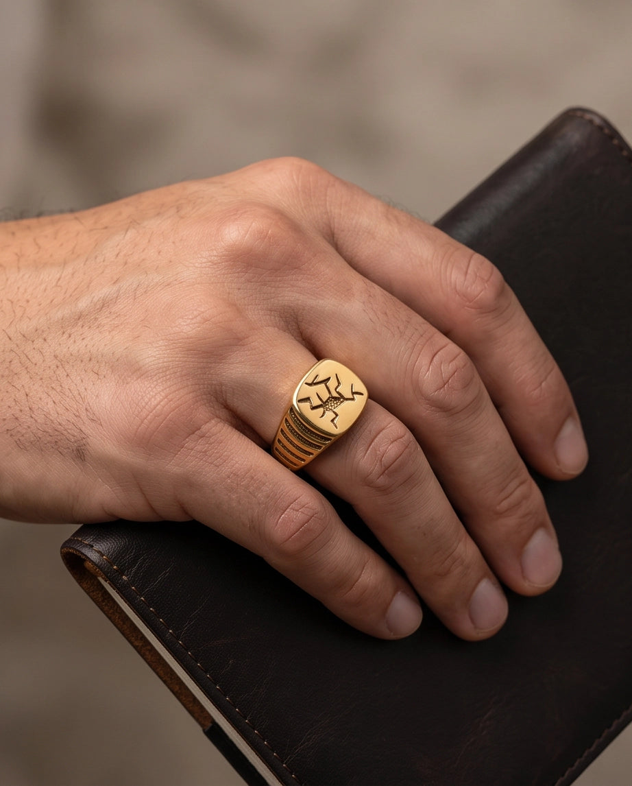 Fractured Mosaic Gold Signet Ring
