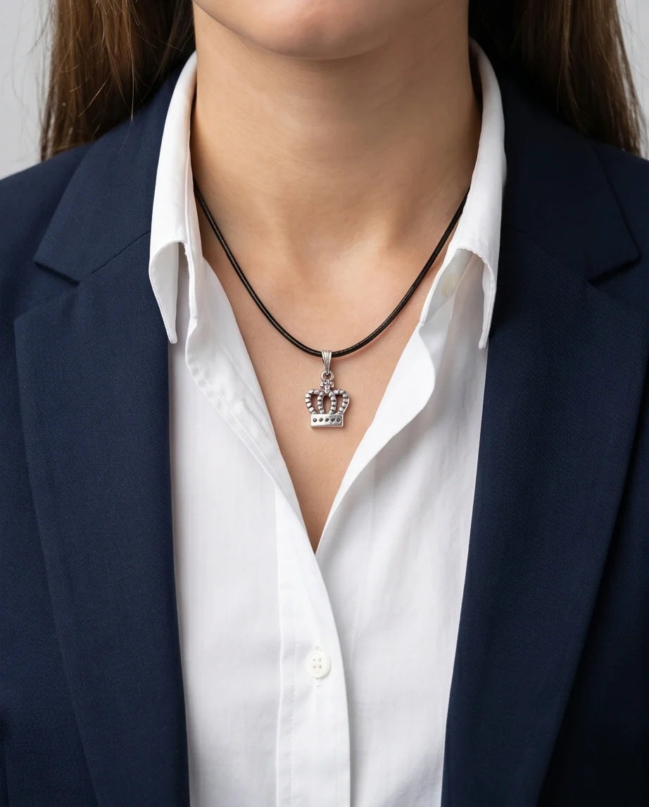 Silver Crown Pendant Necklace