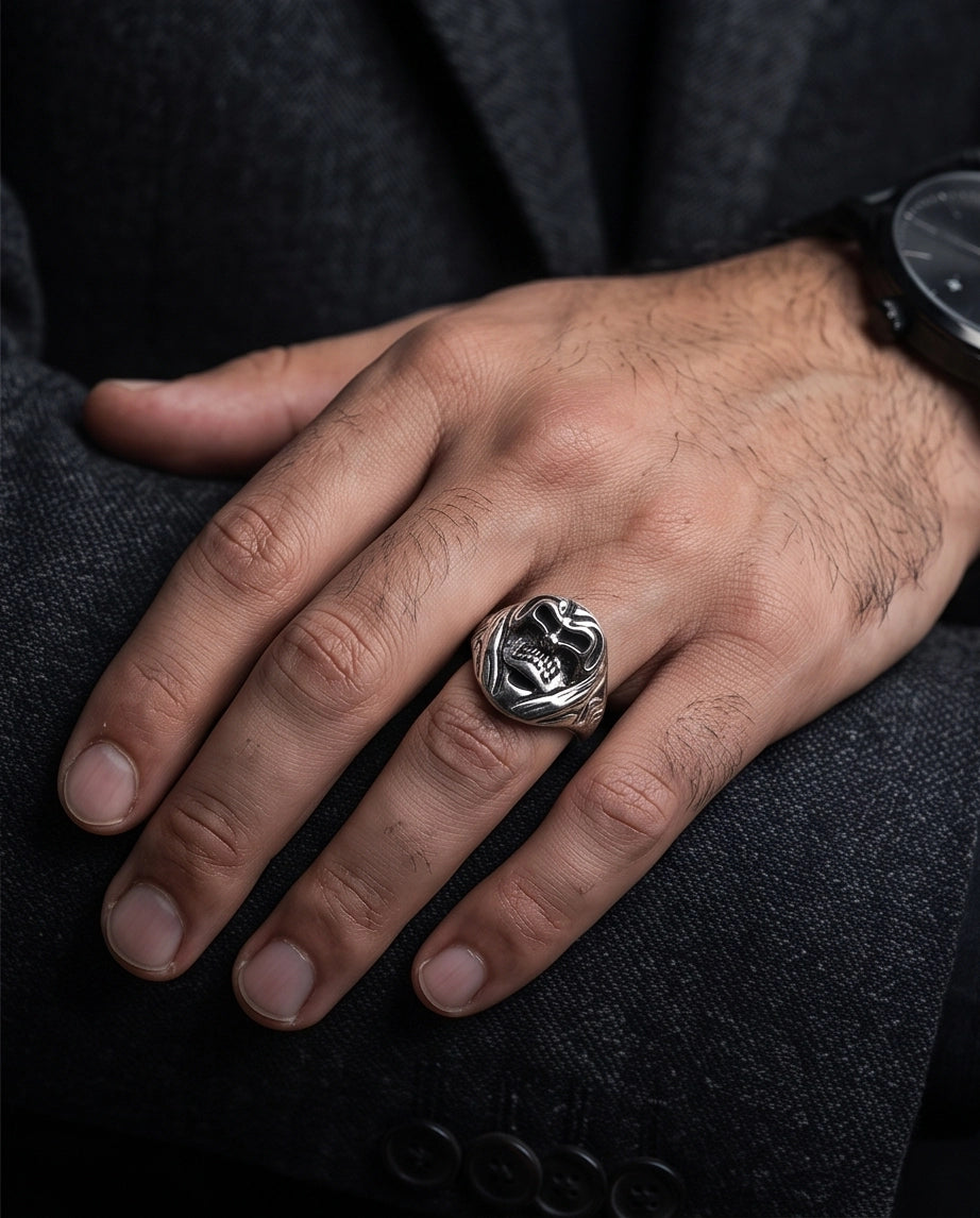 Hooded Reaper Sculpted Signet Ring