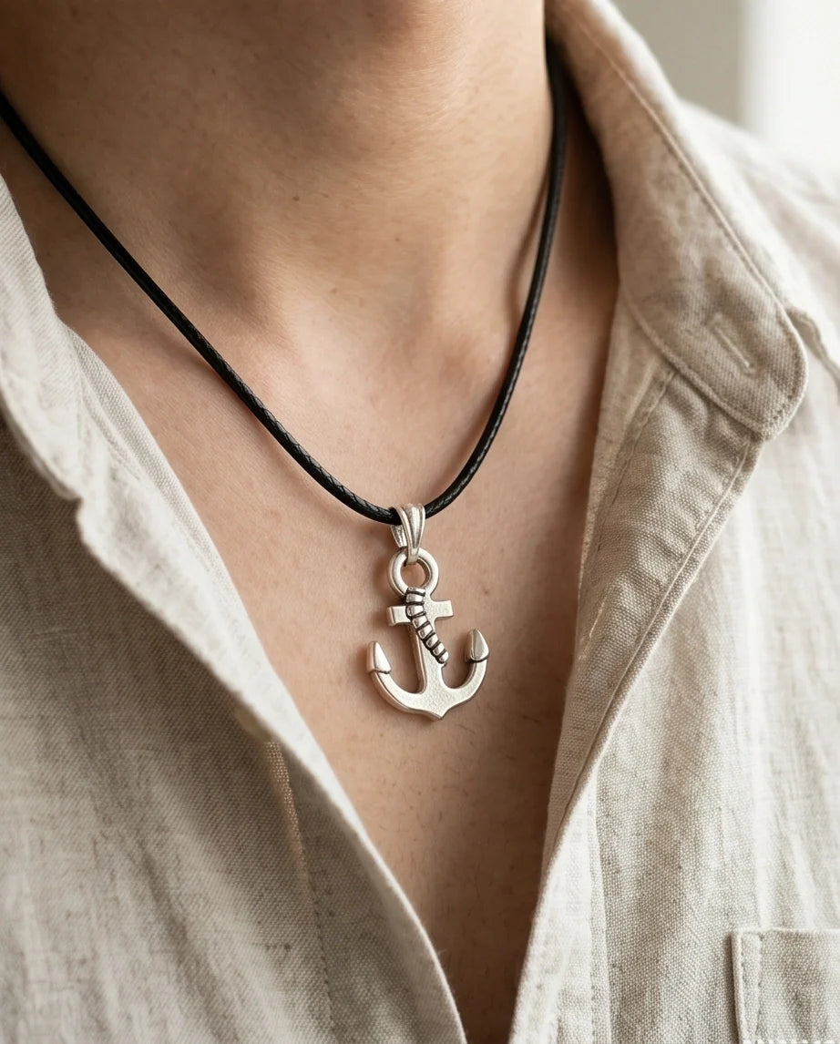 The Sailor’s Pride Polished Anchor Necklace