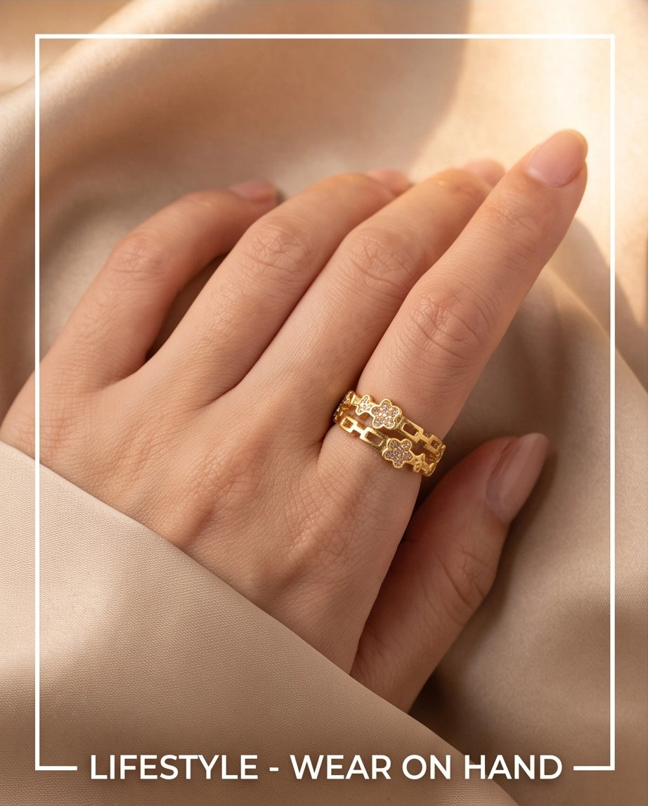 Dual-Band Flora & Celestial Star Ring