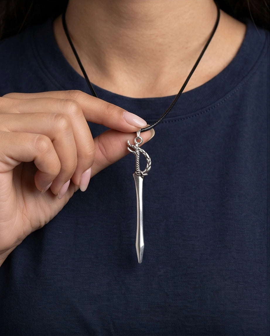 Silver Saber Pendant Necklace