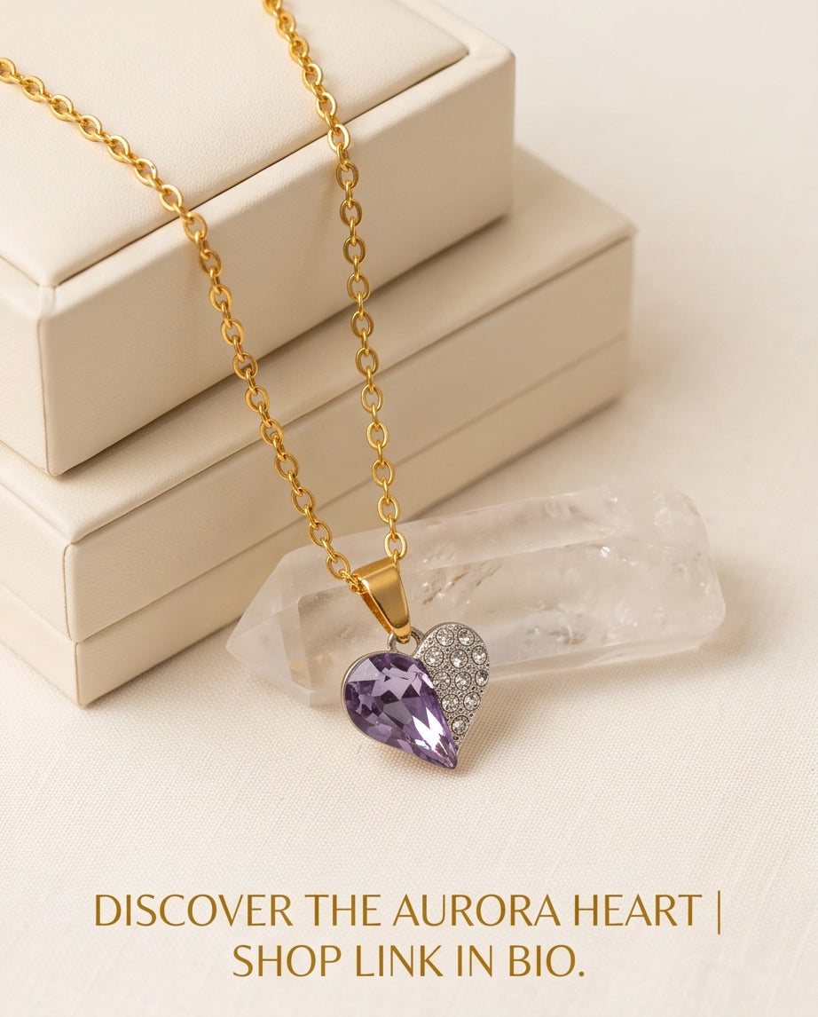 Silver Amethyst Heart Pavé Pendant Necklace