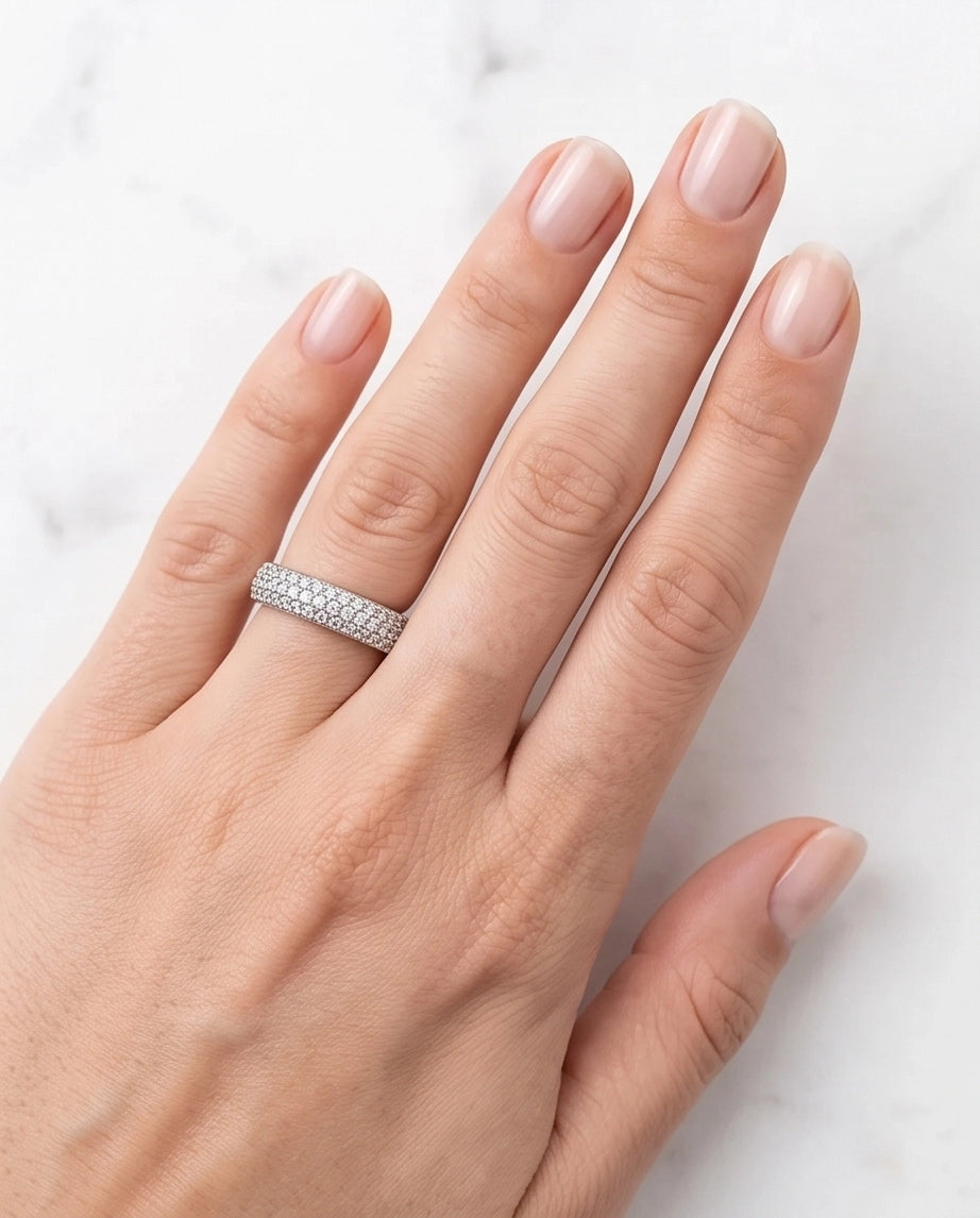 Multi-Row Pavé Curved Dome Band