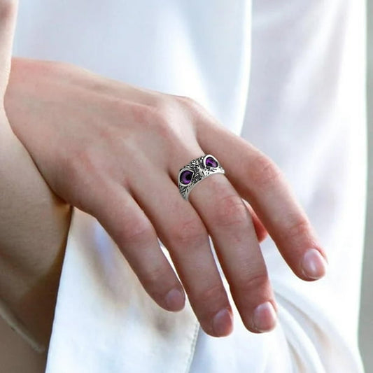 Purple Owl Gaze Ring