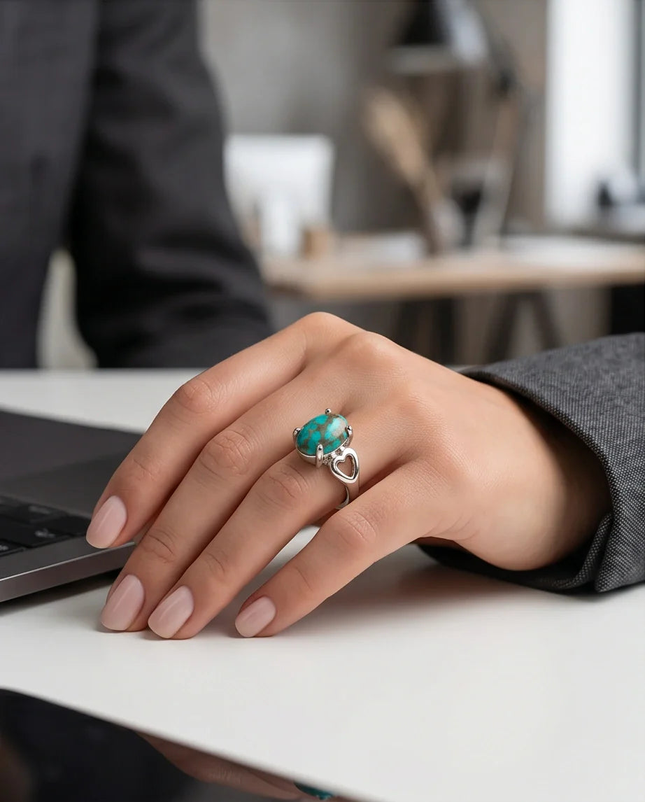 Earthborn Mosaic Turquoise Heart Ring