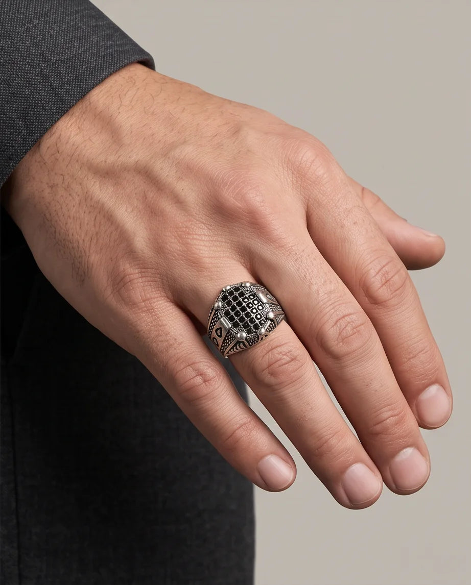 Shadow Cross Pavé Signet Ring