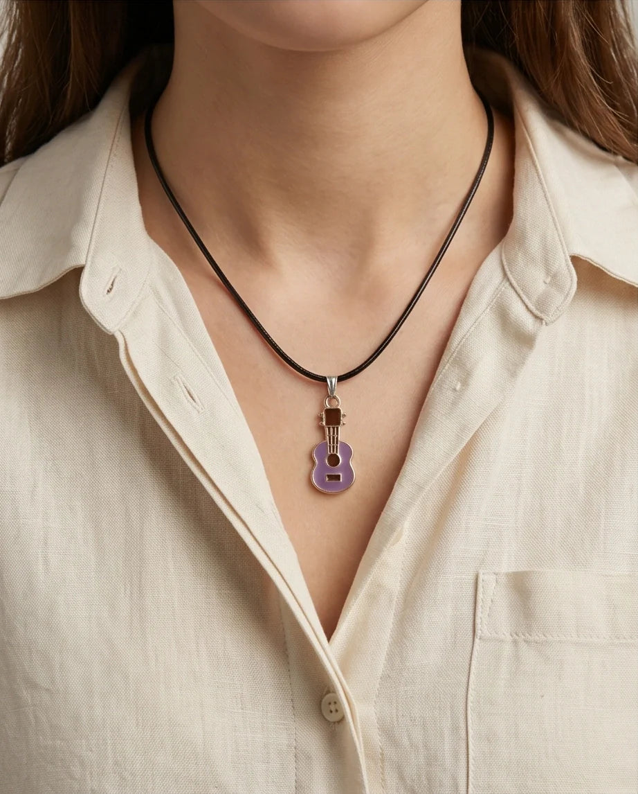 Gold and Purple Acoustic Guitar Necklace