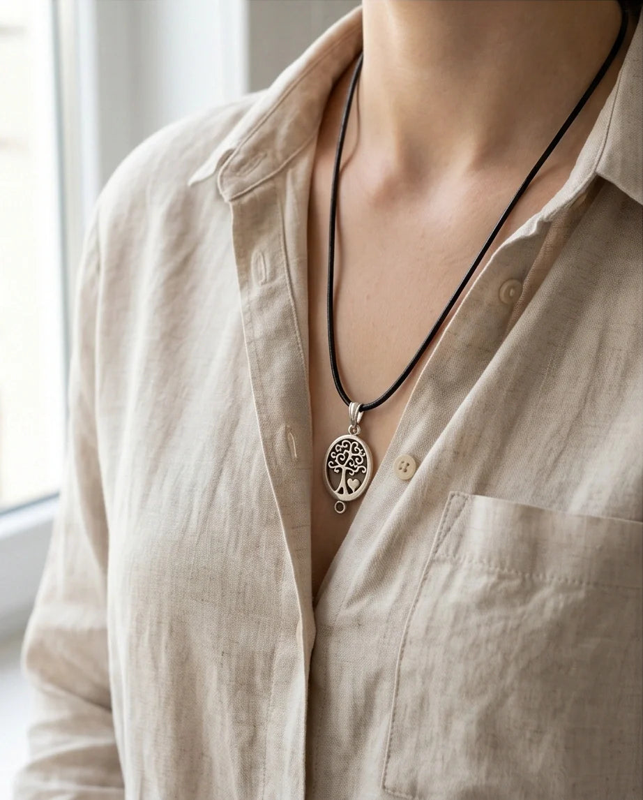 The Loving Roots: Whimsical Tree of Life & Heart Pendant Necklace