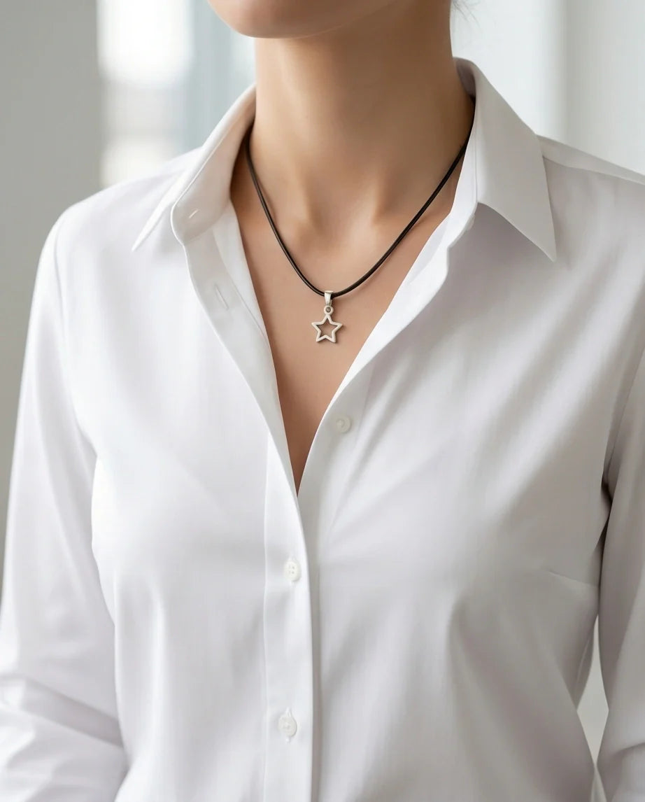 Silver Open Star Pendant Necklace