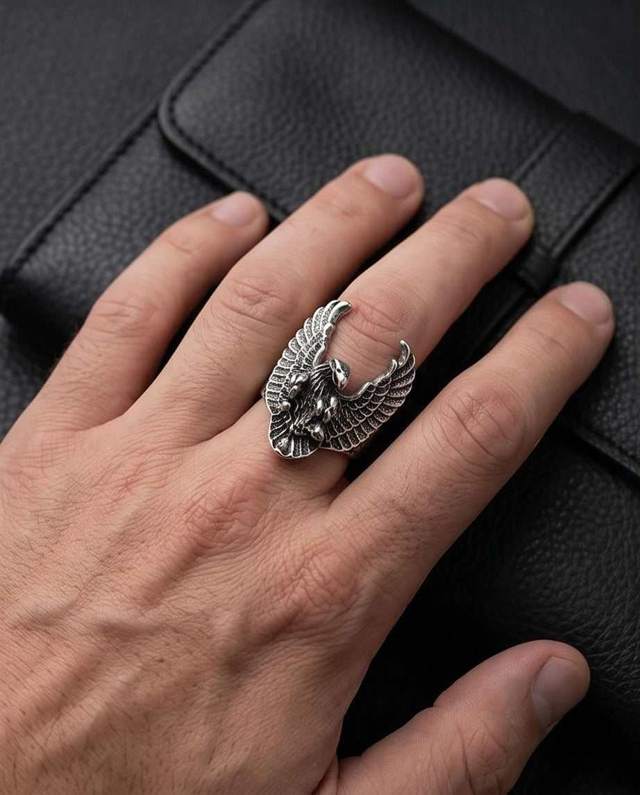 Oxidized Silver Phoenix Sculpted Ring