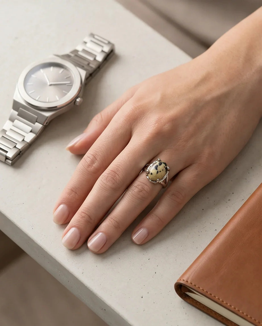 Wild Splendor Dalmatian Jasper Ring