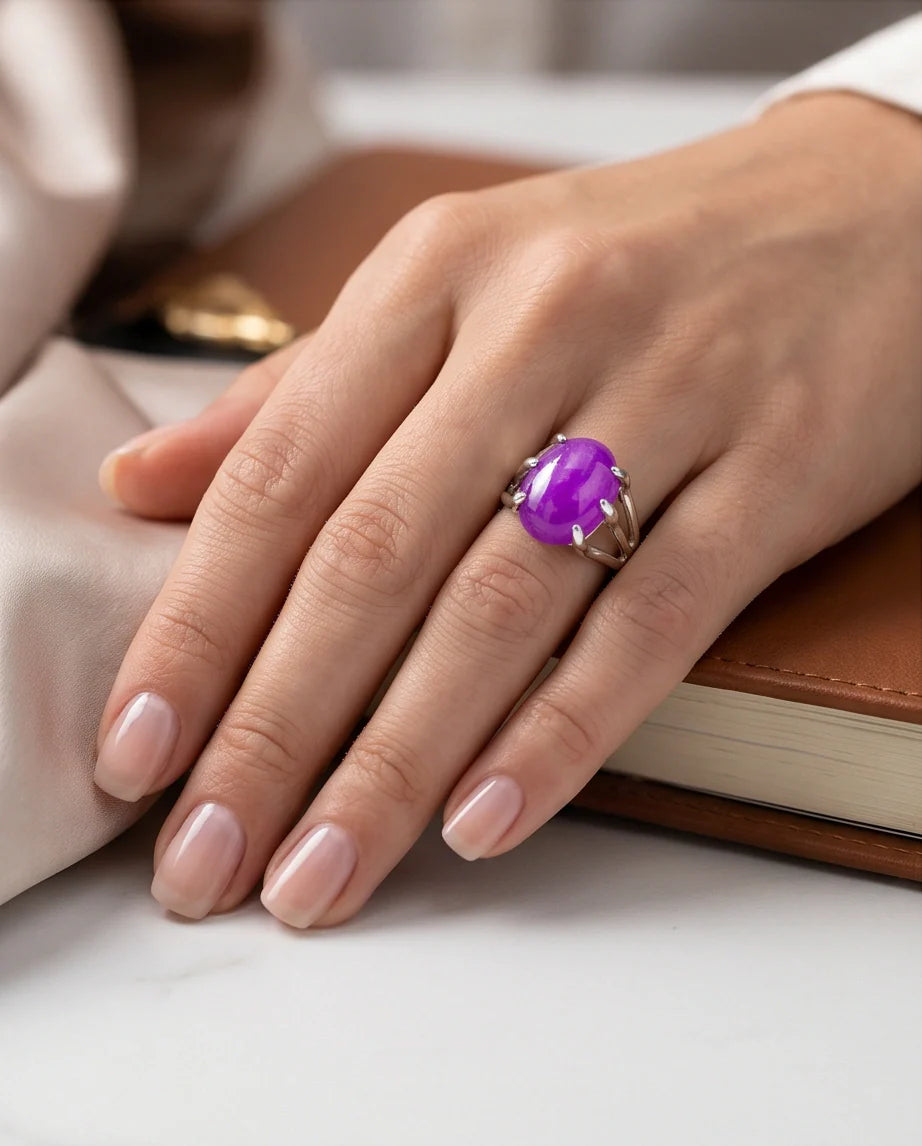 Vibrant Orchid Jade Statement Ring