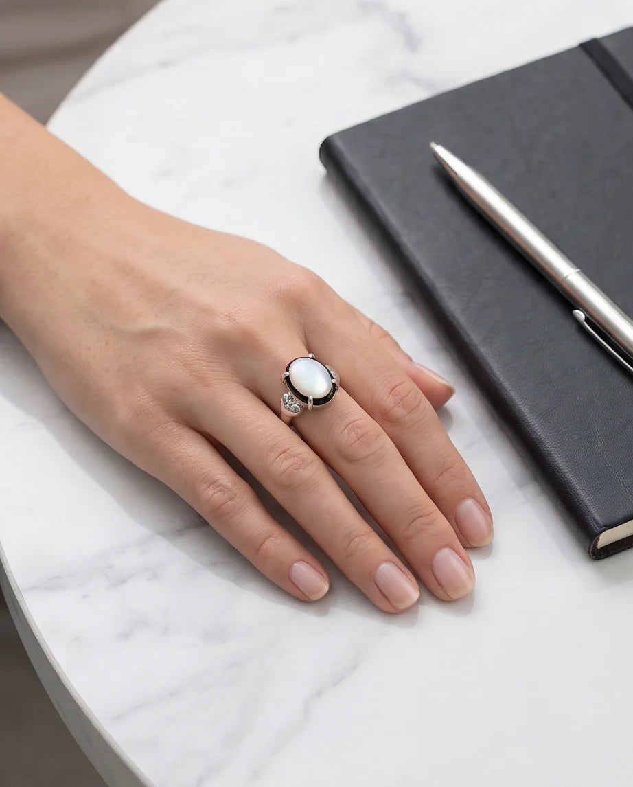 Iridescent Eclipse Statement Ring