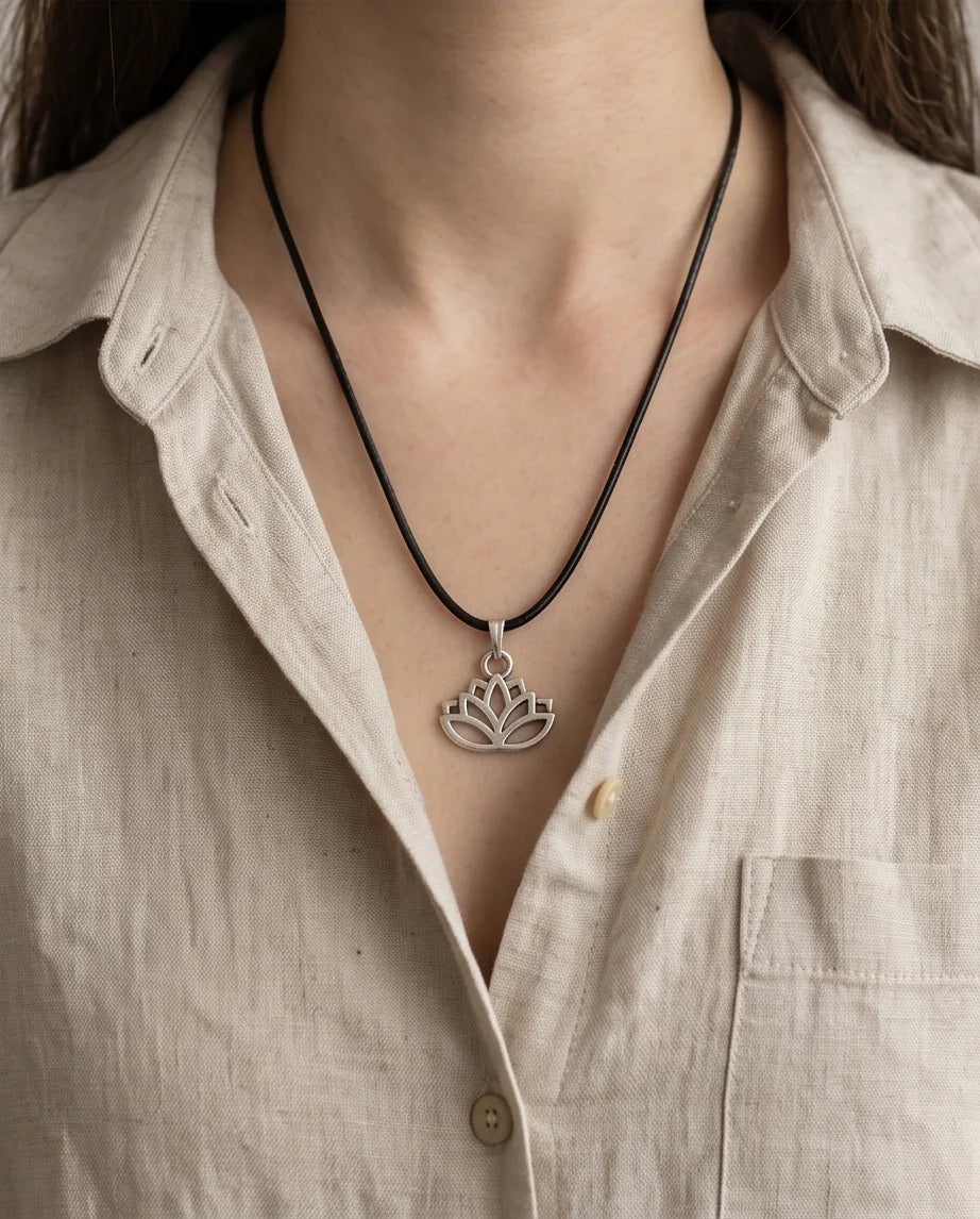 The Pure Spirit: Half-Bloom Minimalist Lotus Pendant Necklace