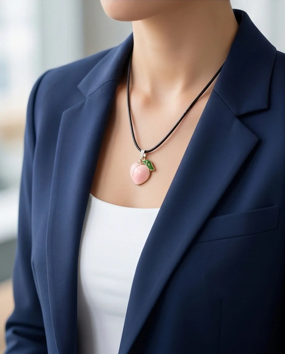 Sweet Peach Enamel Pendant Necklace