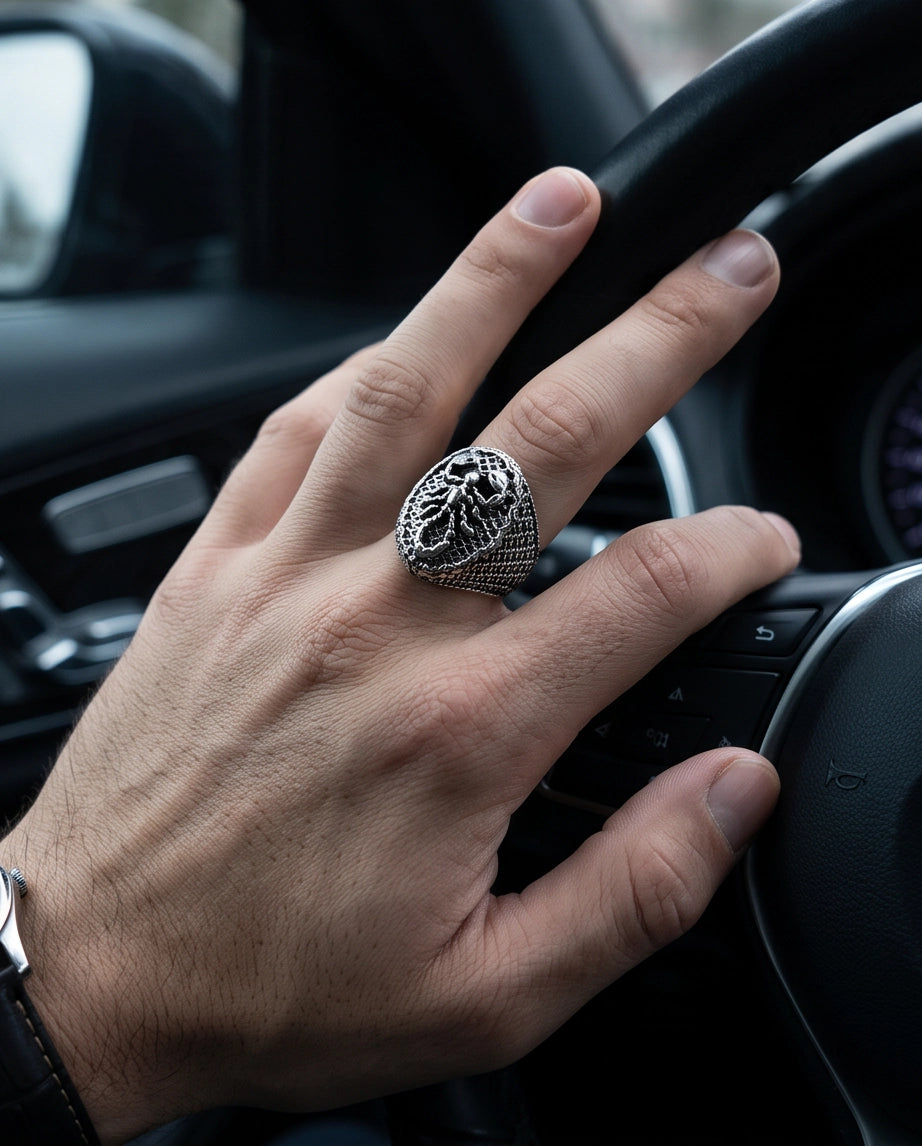 Arachnid Lattice Filigree Silver Ring