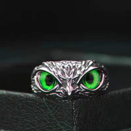 Green Owl Gaze Ring