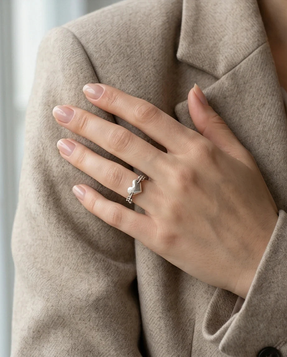 Sterling Silver Cupid's Arrow Heart Ring