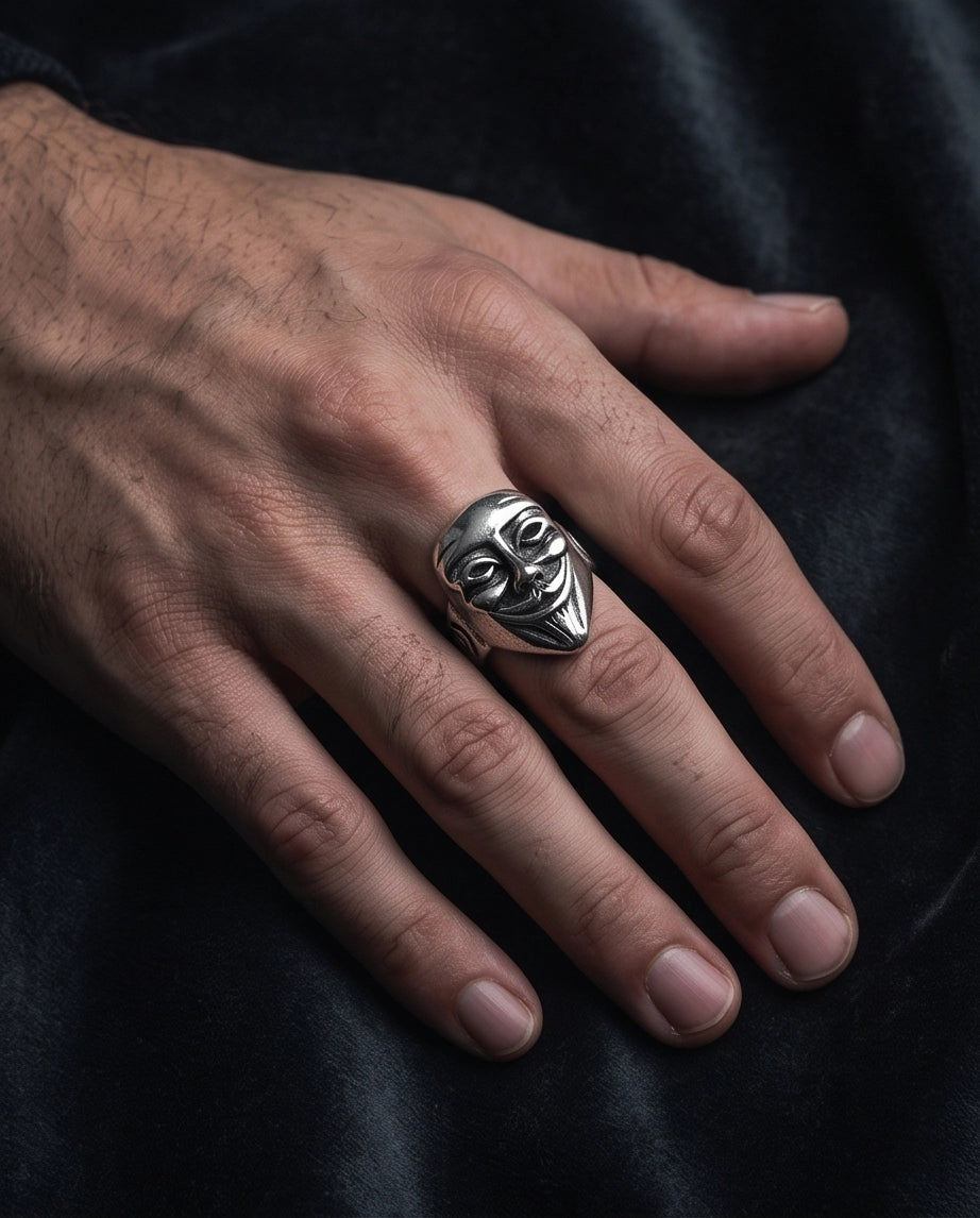 Guy Fawkes Mask Sculpted Ring