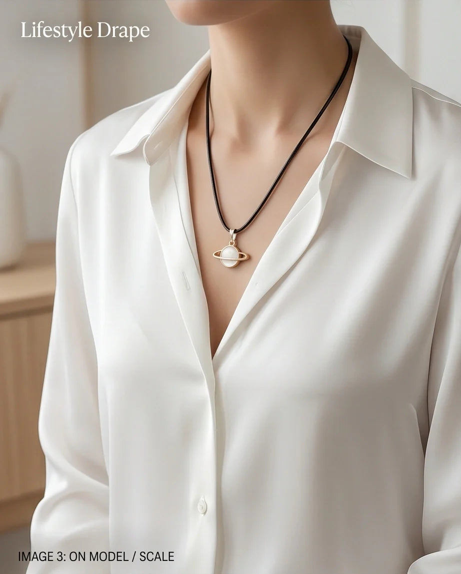Gold and White Bow Ribbon Necklace