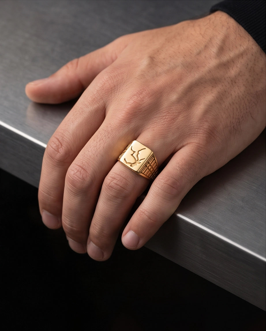Minimalist Stag Gold Signet Ring