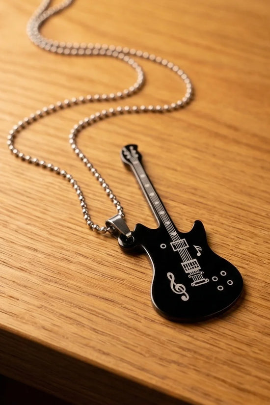 The Obsidian Rhythm: Electric Guitar Pendant