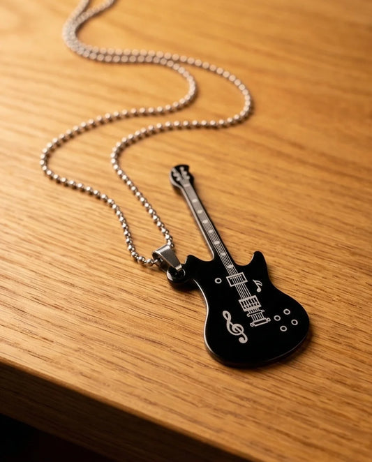 The Obsidian Rhythm: Electric Guitar Pendant