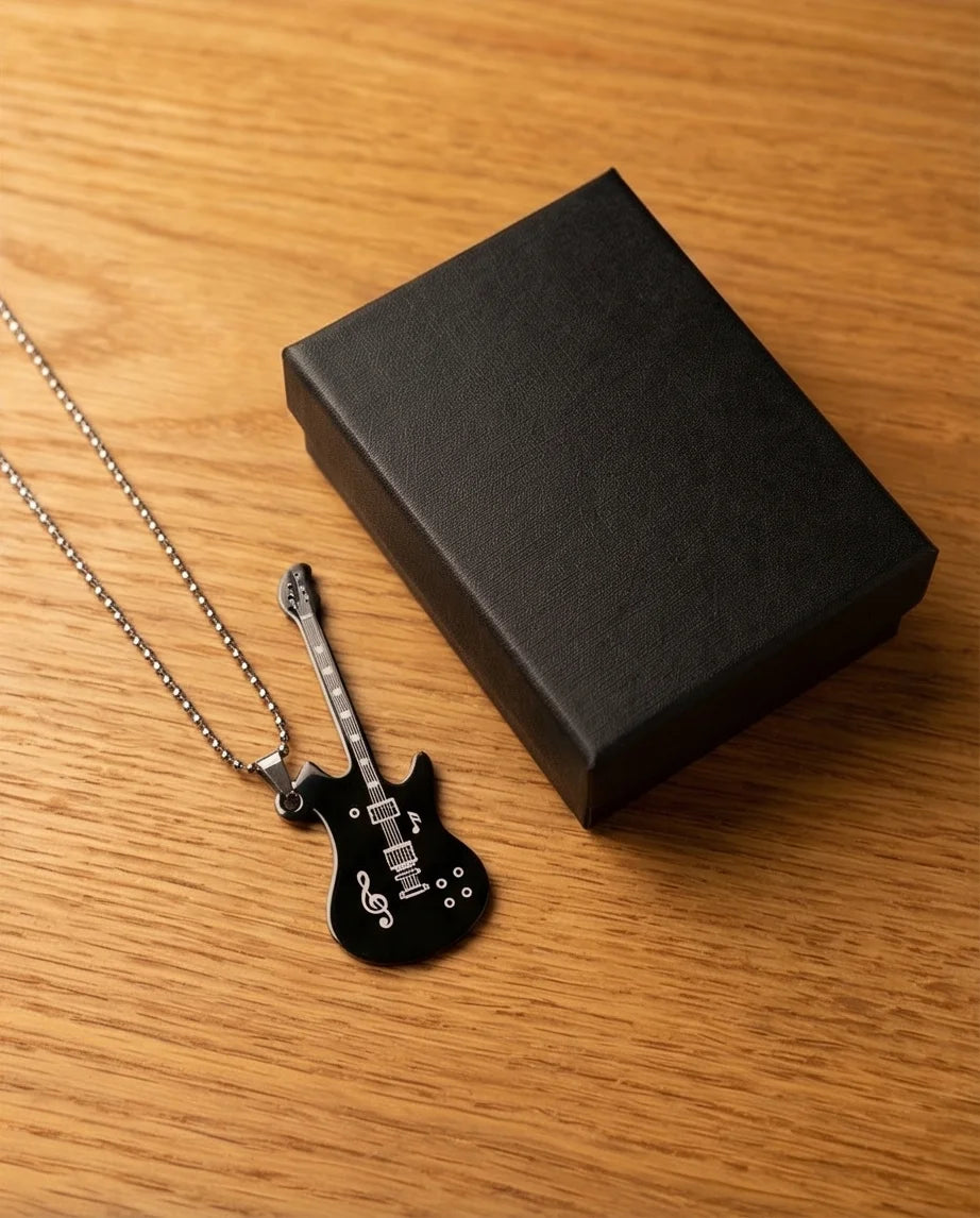 The Obsidian Rhythm: Electric Guitar Pendant
