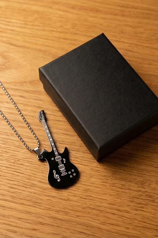 The Obsidian Rhythm: Electric Guitar Pendant