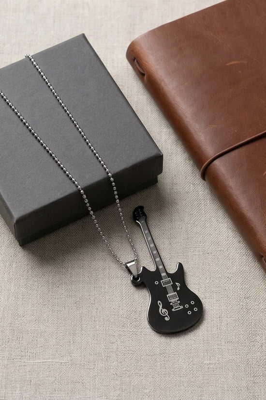 The Obsidian Rhythm: Electric Guitar Pendant