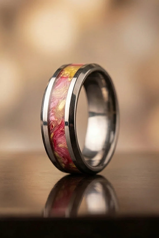 The Radiant Bloom: Polished Floral Inlay Band