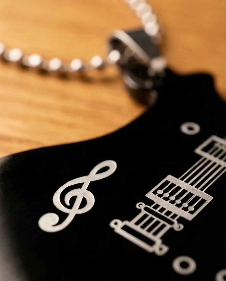 The Obsidian Rhythm: Electric Guitar Pendant