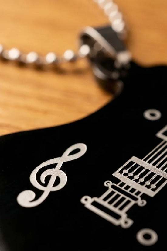 The Obsidian Rhythm: Electric Guitar Pendant
