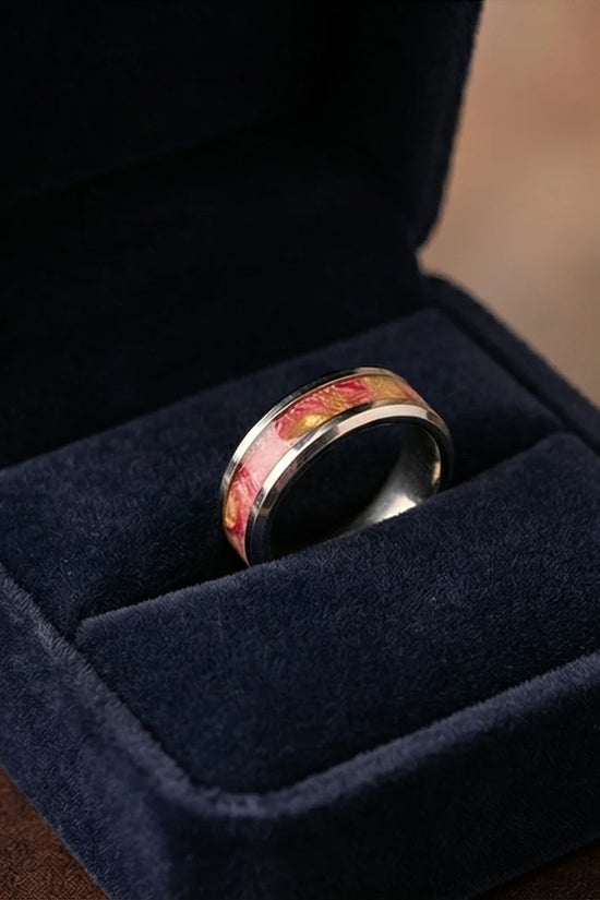 The Radiant Bloom: Polished Floral Inlay Band