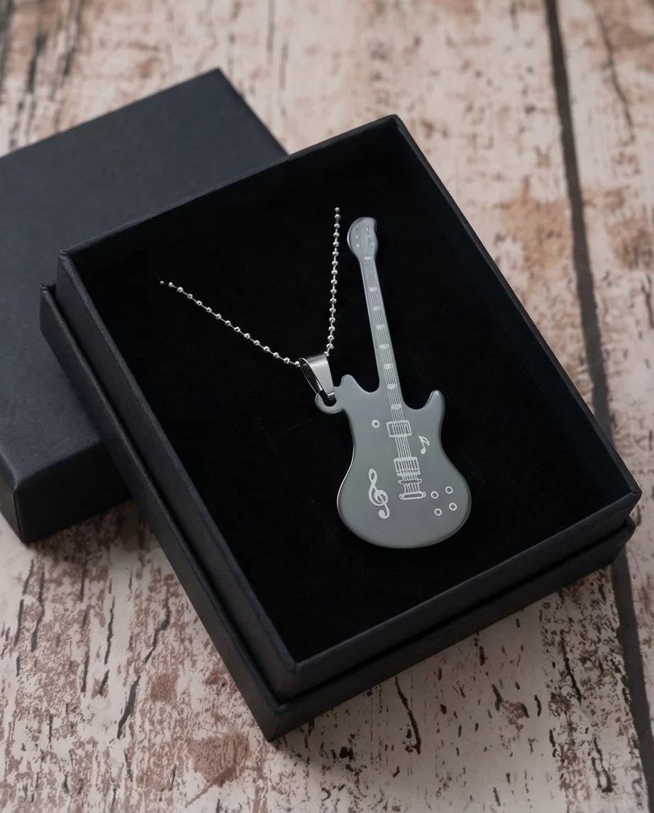 The Obsidian Rhythm: Electric Guitar Pendant