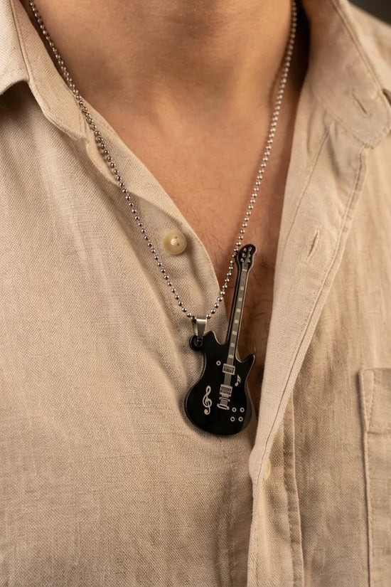The Obsidian Rhythm: Electric Guitar Pendant