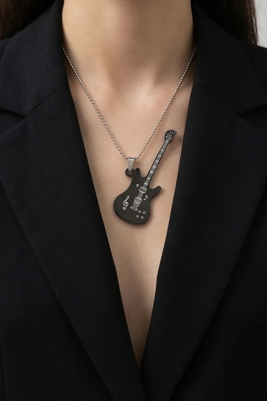 The Obsidian Rhythm: Electric Guitar Pendant