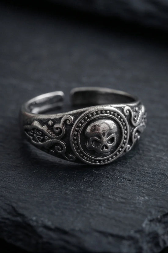 Ancient Guardian: Detailed Filigree Skull Ring