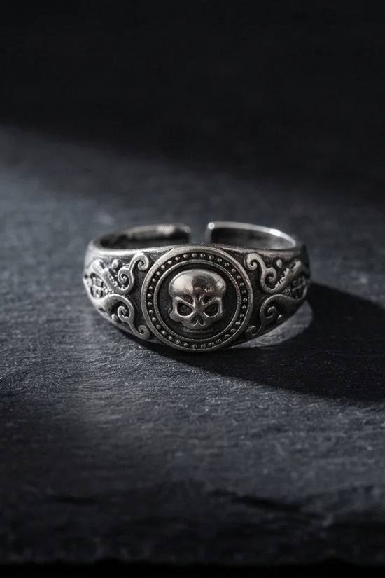 Ancient Guardian: Detailed Filigree Skull Ring
