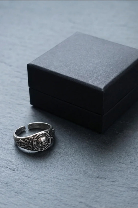 Ancient Guardian: Detailed Filigree Skull Ring