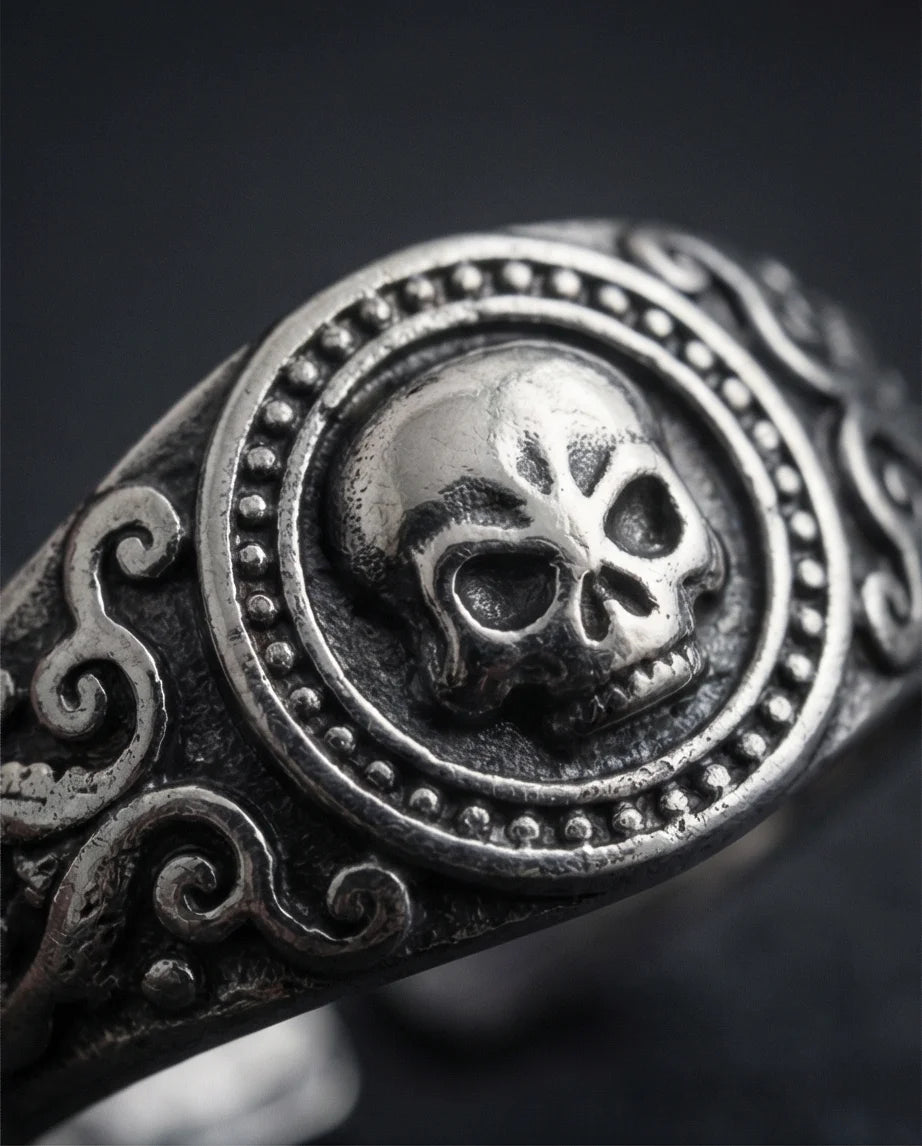 Ancient Guardian: Detailed Filigree Skull Ring
