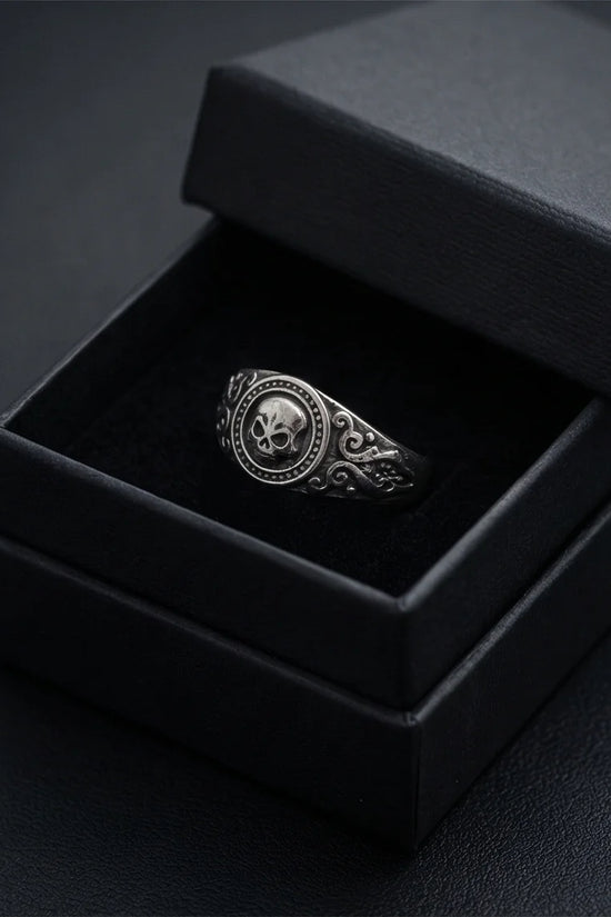 Ancient Guardian: Detailed Filigree Skull Ring