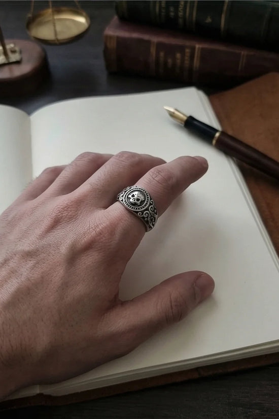 Ancient Guardian: Detailed Filigree Skull Ring
