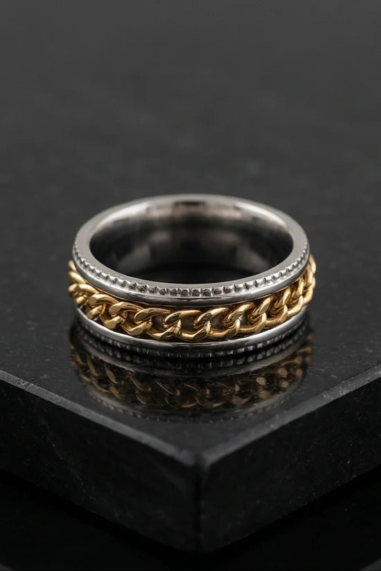 The Golden Kinetic: Two-Tone Cuban Link Spinner Band