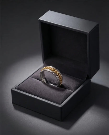 The Golden Kinetic: Two-Tone Cuban Link Spinner Band