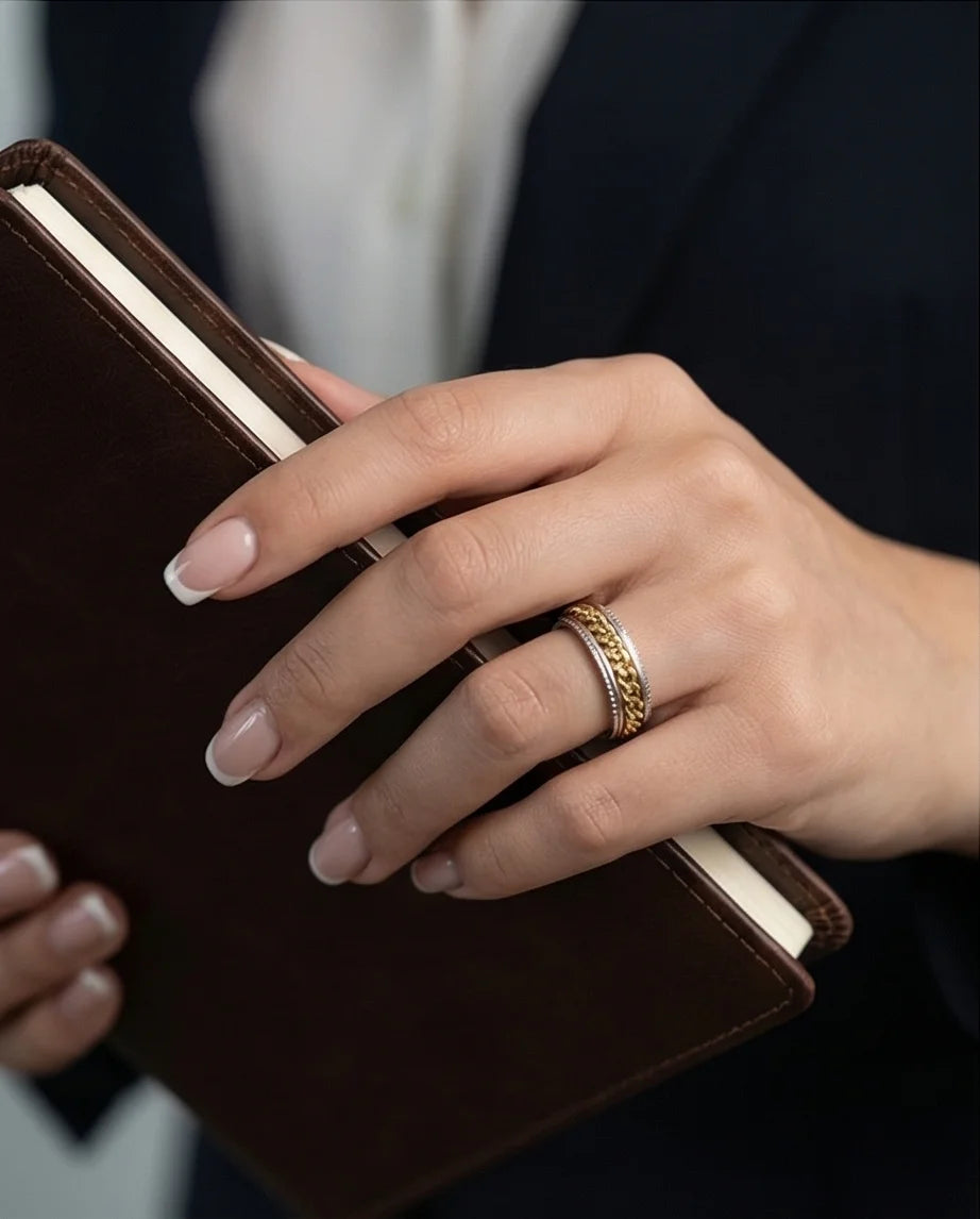 The Golden Kinetic: Two-Tone Cuban Link Spinner Band