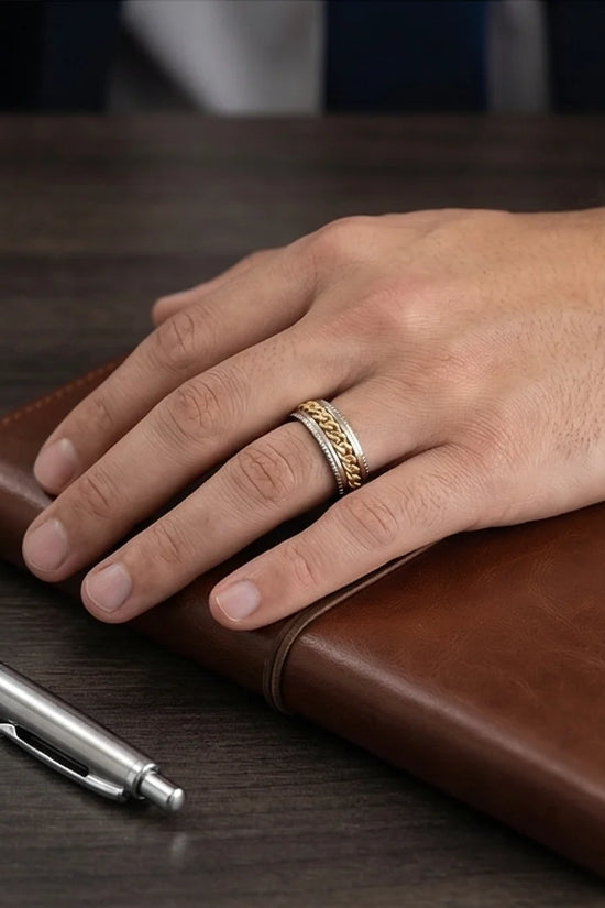 The Golden Kinetic: Two-Tone Cuban Link Spinner Band